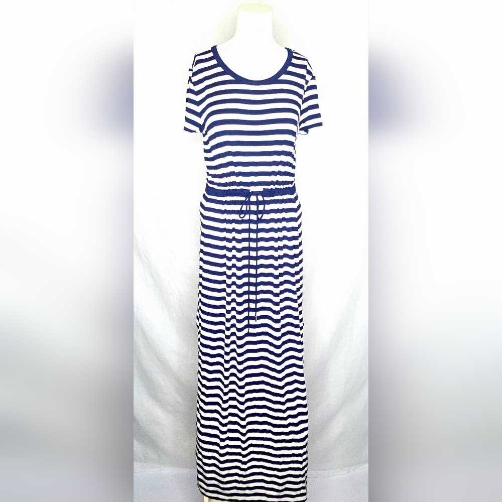 MICHAEL Michael Korsโ Navy & White Striped Vacation Maxi Dress NWOT Size L